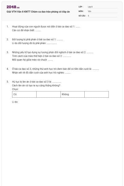 Giải VTH Văn 8 KNTT Chùm ca dao trào phúng có đáp án