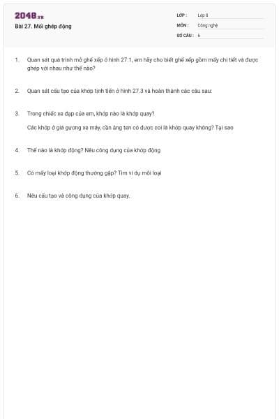 Bài 27. Mối ghép động