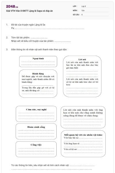 Giải VTH Văn 8 KNTT Lặng lẽ Sapa có đáp án
