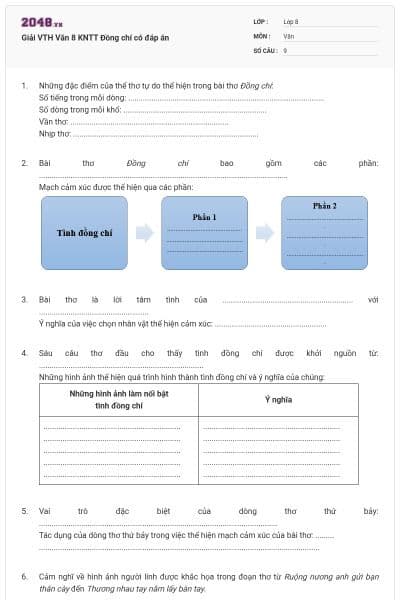 Giải VTH Văn 8 KNTT Đồng chí có đáp án