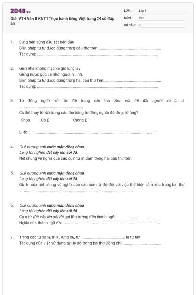 Giải VTH Văn 8 KNTT Thực hành tiếng Việt trang 24 có đáp án