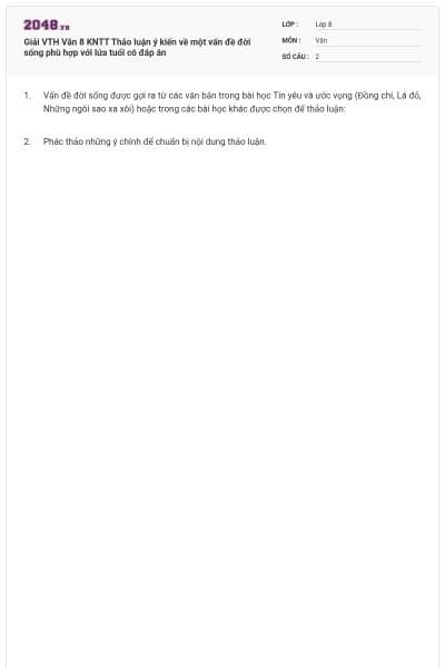 Giải VTH Văn 8 KNTT Thảo luận ý kiến về một vấn đề đời sống phù hợp với lứa tuổi có đáp án