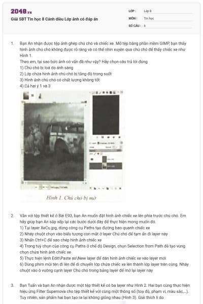 Giải SBT Tin học 8 Cánh diều Lớp ảnh có đáp án