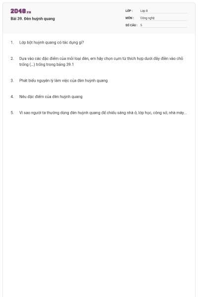 Bài 39. Đèn huỳnh quang
