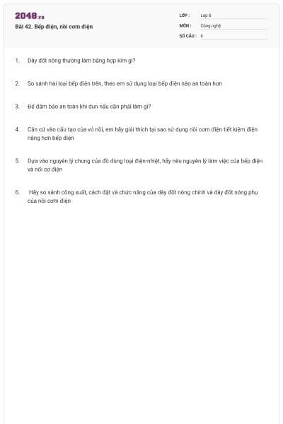 Bài 42. Bếp điện, nồi cơm điện