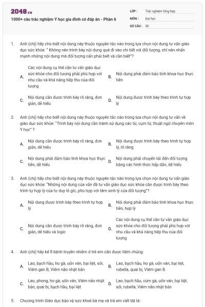 1000+ câu trắc nghiệm Y học gia đình có đáp án - Phần 6