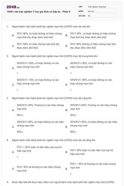 1000+ câu trắc nghiệm Y học gia đình có đáp án - Phần 9