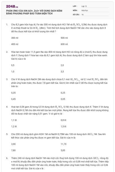 PHẢN ỨNG CỦA ION Al3+, Zn2+ VỚI DUNG DỊCH KIỀM BẰNG PHƯƠNG PHÁP BẢO TOÀN ĐIỆN TÍCH