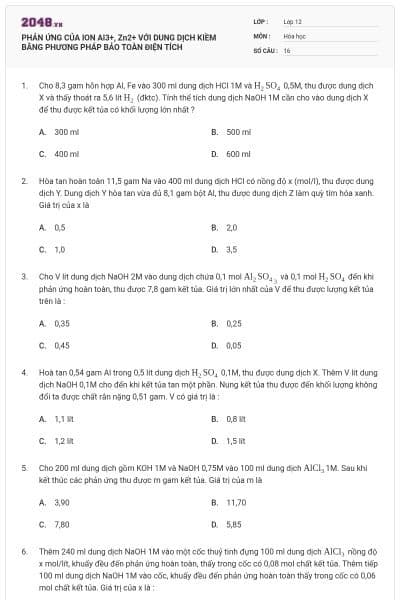 PHẢN ỨNG CỦA ION Al3+, Zn2+ VỚI DUNG DỊCH KIỀM BẰNG PHƯƠNG PHÁP BẢO TOÀN ĐIỆN TÍCH