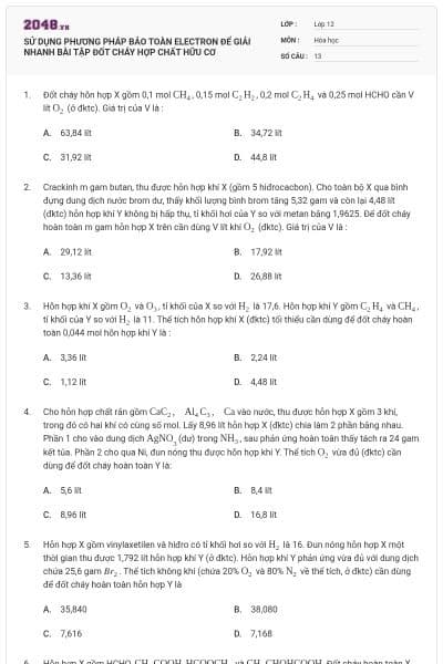SỬ DỤNG PHƯƠNG PHÁP BẢO TOÀN ELECTRON ĐỂ GIẢI NHANH BÀI TẬP ĐỐT CHÁY HỢP CHẤT HỮU CƠ