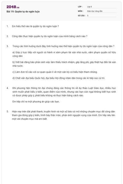 Bài 19: Quyền tự do ngôn luận