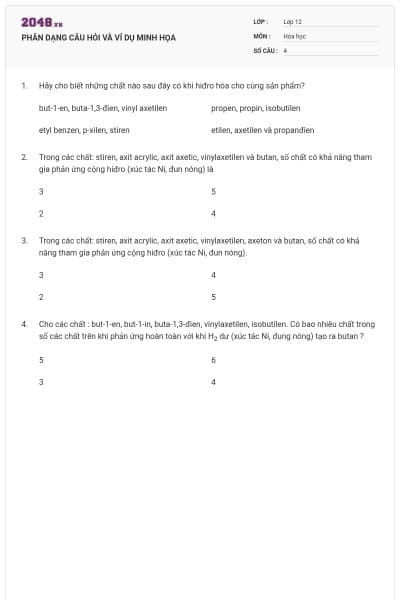 PHÂN DẠNG CÂU HỎI VÀ VÍ DỤ MINH HỌA