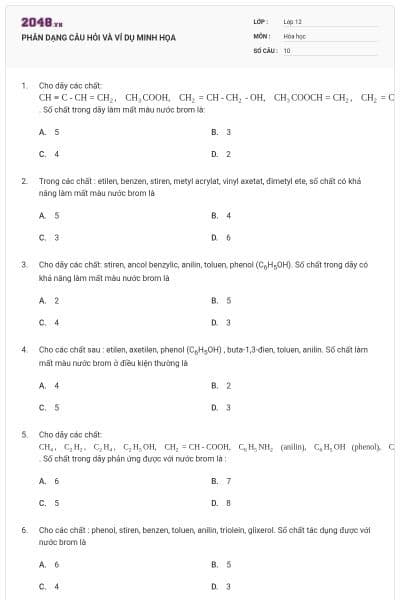 PHÂN DẠNG CÂU HỎI VÀ VÍ DỤ MINH HỌA