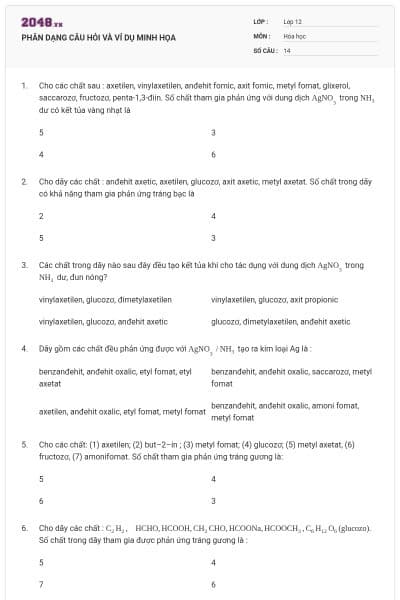 PHÂN DẠNG CÂU HỎI VÀ VÍ DỤ MINH HỌA