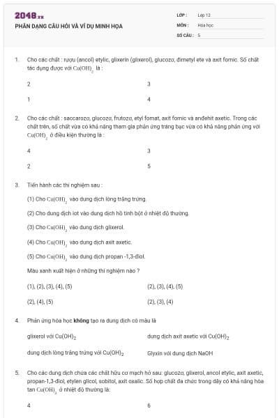 PHÂN DẠNG CÂU HỎI VÀ VÍ DỤ MINH HỌA