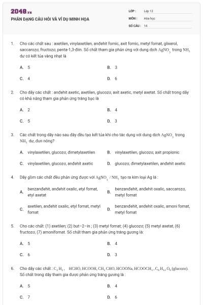 PHÂN DẠNG CÂU HỎI VÀ VÍ DỤ MINH HỌA