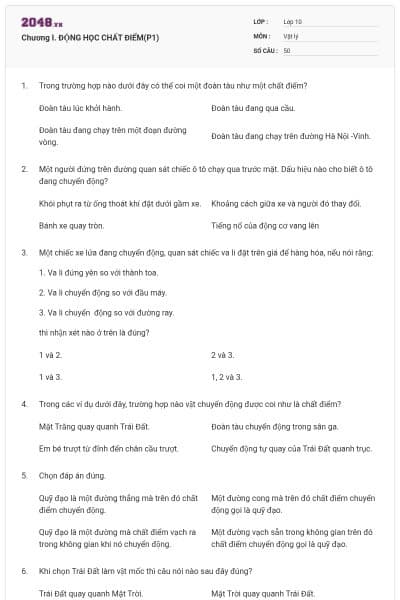 Chương I. ĐỘNG HỌC CHẤT ĐIỂM(P1)