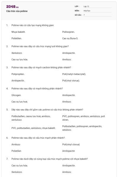 Cấu trúc của polime
