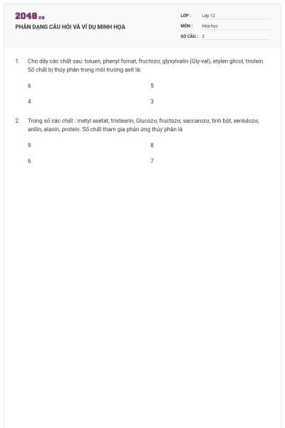 PHÂN DẠNG CÂU HỎI VÀ VÍ DỤ MINH HỌA