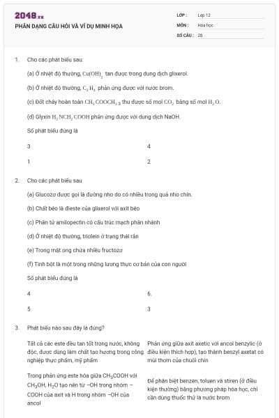 PHÂN DẠNG CÂU HỎI VÀ VÍ DỤ MINH HỌA