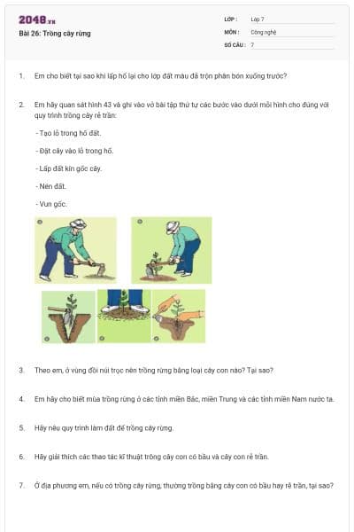 Bài 26: Trồng cây rừng