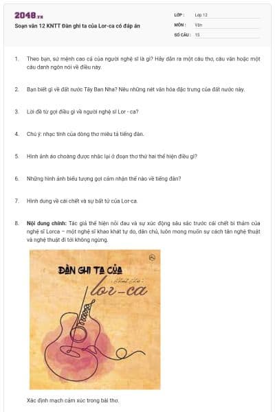 Soạn văn 12 KNTT Đàn ghi ta của Lor-ca có đáp án