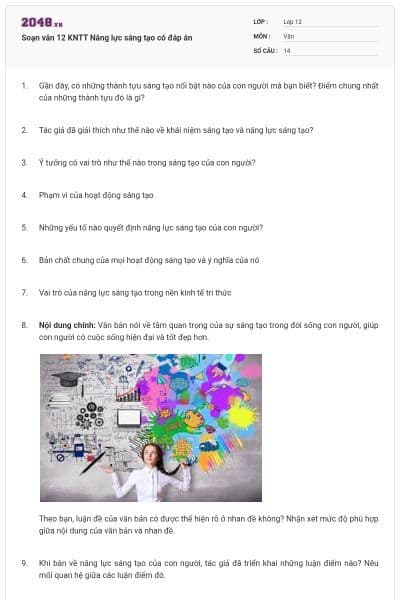 Soạn văn 12 KNTT Năng lực sáng tạo có đáp án