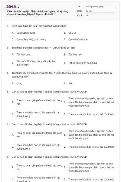 300+ câu trắc nghiệm Pháp chế doanh nghiệp và kỹ năng pháp chế doanh nghiệp có đáp án - Phần 8