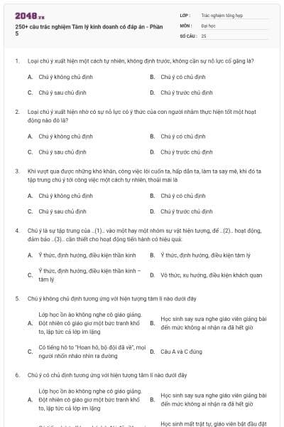 250+ câu trắc nghiệm Tâm lý kinh doanh có đáp án - Phần 5