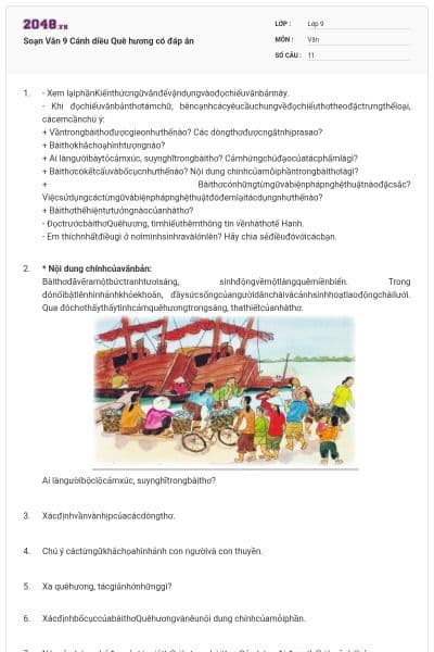 Soạn Văn 9 Cánh diều Quê hương có đáp án