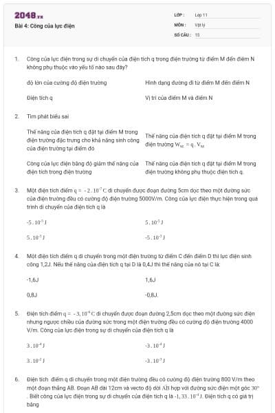 Bài 4: Công của lực điện