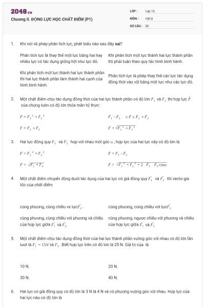 Chương II. ĐỘNG LỰC HỌC CHẤT ĐIỂM (P1)