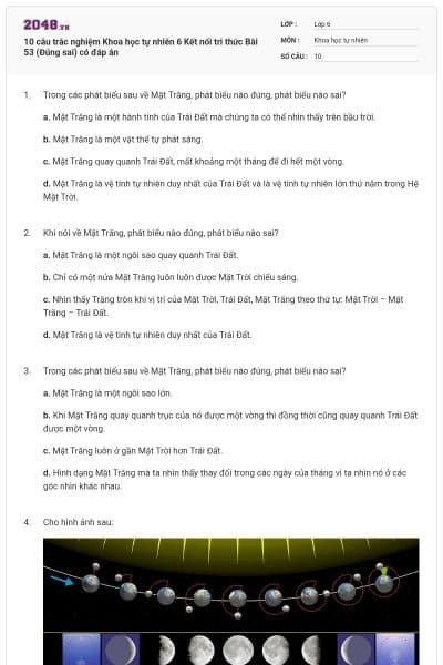 10 câu trắc nghiệm Khoa học tự nhiên 6 Kết nối tri thức Bài 53 (Đúng sai) có đáp án