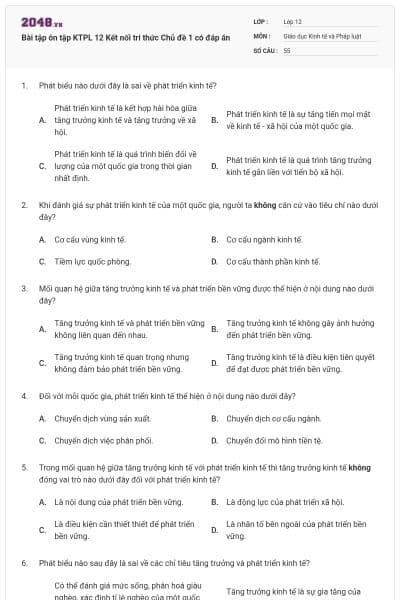 Bài tập ôn tập KTPL 12 Kết nối tri thức Chủ đề 1 có đáp án