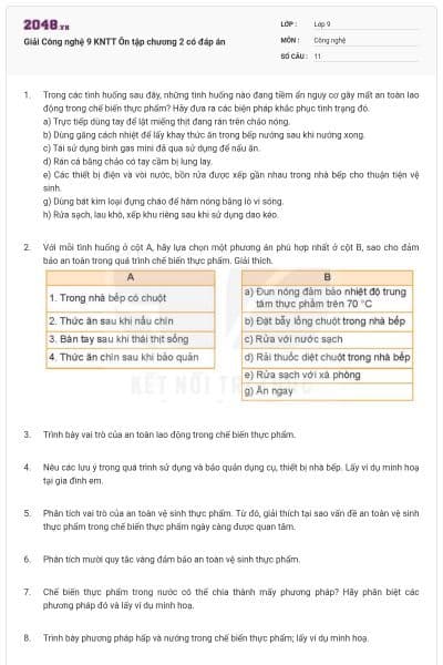 Giải Công nghệ 9 KNTT Ôn tập chương 2 có đáp án