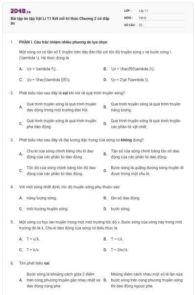 Bài tập ôn tập Vật Lí 11 Kết nối tri thức Chương 2 có đáp án