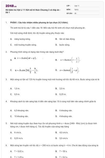 Đề kiểm tra Vật Lí 11 Kết nối tri thức Chương 2 có đáp án - Đề 1