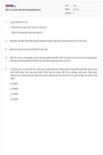 Bài 5: Lai hai cặp tính trạng (tiếp theo)