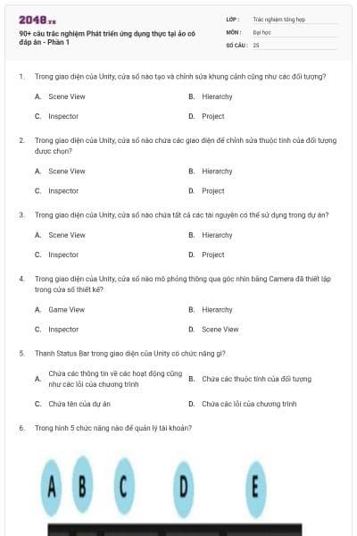 90+ câu trắc nghiệm Phát triển ứng dụng thực tại ảo có đáp án - Phần 1