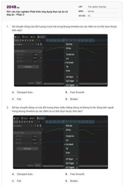 90+ câu trắc nghiệm Phát triển ứng dụng thực tại ảo có đáp án - Phần 3