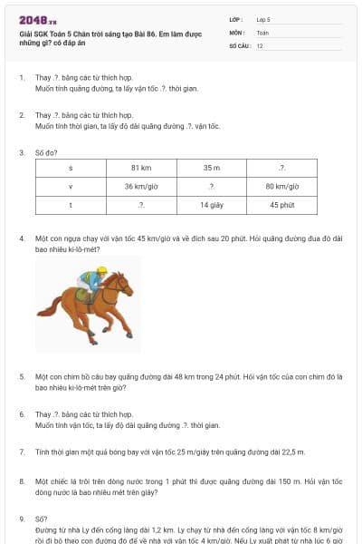 Giải SGK Toán 5 Chân trời sáng tạo Bài 86. Em làm được những gì? có đáp án