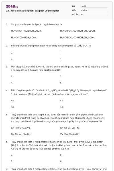 2.5. Xác định cấu tạo peptit qua phản ứng thủy phân