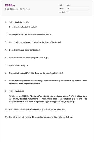 (Ngữ liệu ngoài sgk) Yết Kiêu