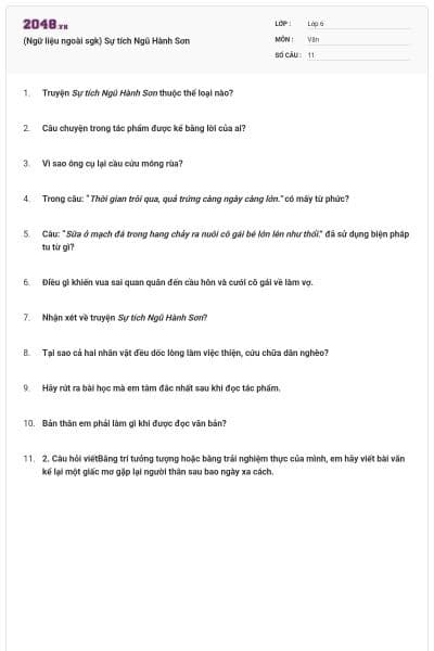 (Ngữ liệu ngoài sgk) Sự tích Ngũ Hành Sơn