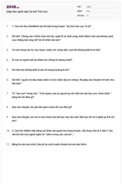 (Ngữ liệu ngoài sgk) Sự tích Trầu Cau