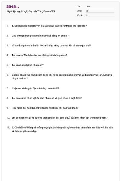 (Ngữ liệu ngoài sgk) Sự tích Trầu, Cau và Vôi