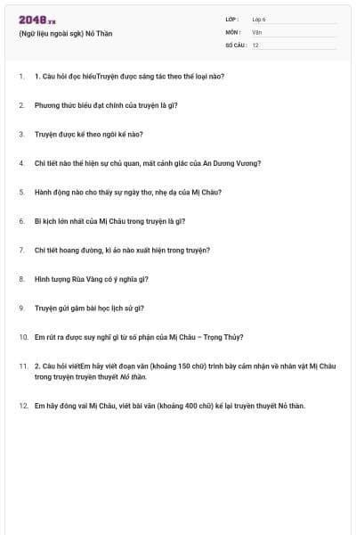 (Ngữ liệu ngoài sgk) Nỏ Thần