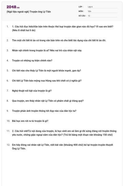 (Ngữ liệu ngoài sgk) Truyện ông Lý Tiến