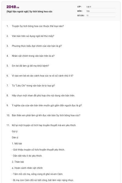 (Ngữ liệu ngoài sgk) Sự tích bông hoa cúc