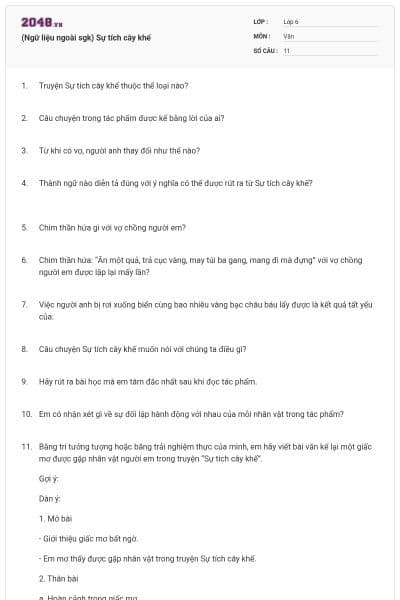 (Ngữ liệu ngoài sgk) Sự tích cây khế